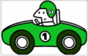 Cartoon graphic of racing car