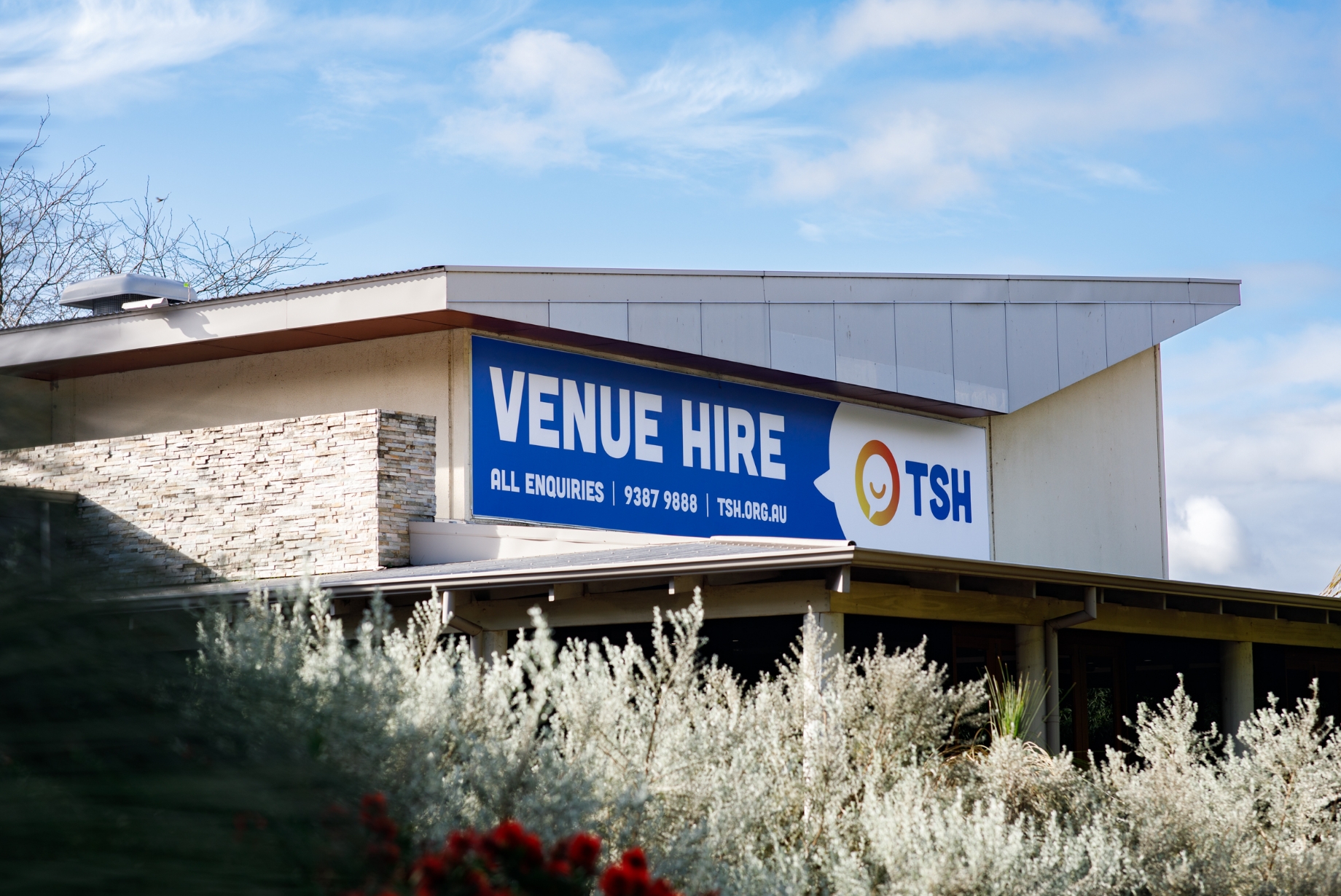 The Venue Hire banner at the TSH building.