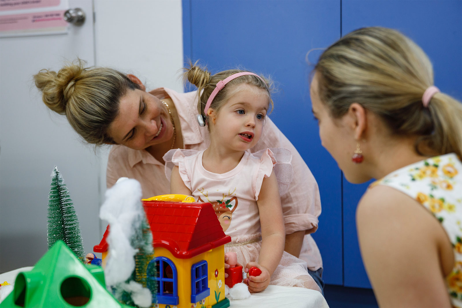 A therapy session for a child with cochlear implants.